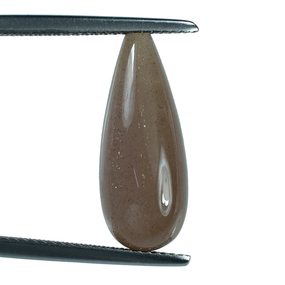 GREY MOONSTONE PLAIN DROP (HALF DRILL) (BROWNISH) 20X8MM 8.58 Cts.