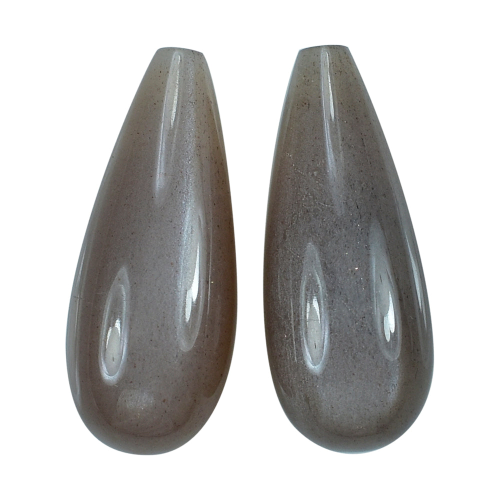 GREY MOONSTONE PLAIN DROP (HALF DRILL) (BROWNISH) 20X8MM 8.58 Cts.