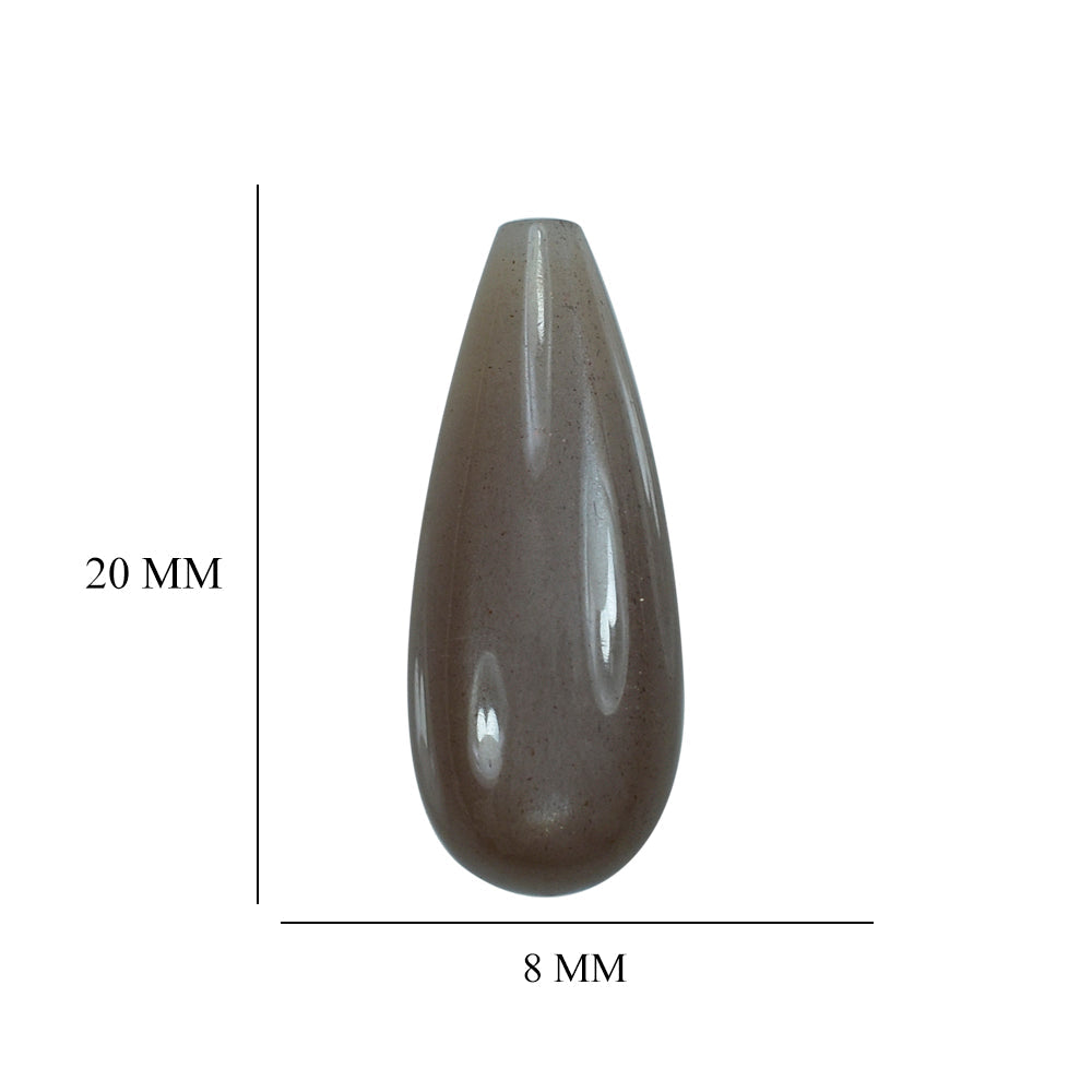 GREY MOONSTONE PLAIN DROP (HALF DRILL) (BROWNISH) 20X8MM 8.58 Cts.