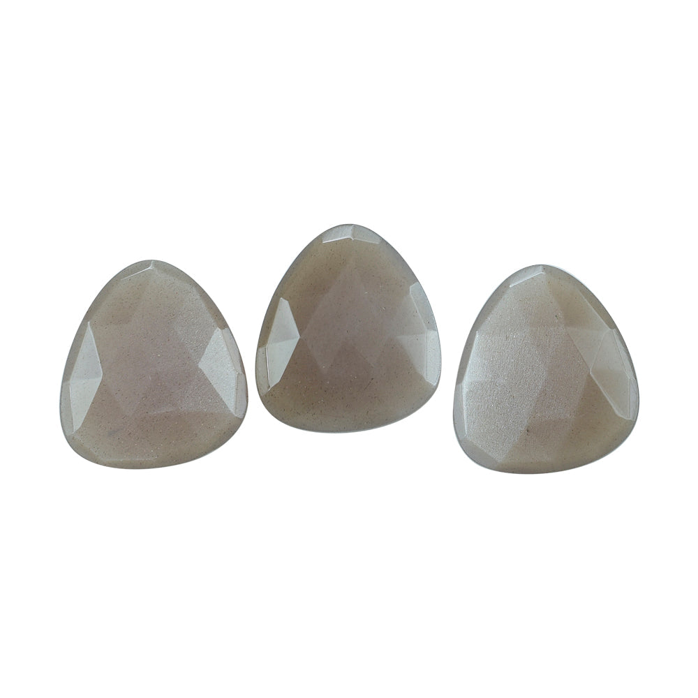 GREY MOONSTONE ROSE CUT BRIOLETTE TRILLIONISH (BROWNISH) 18X16MM 7.54 Cts.