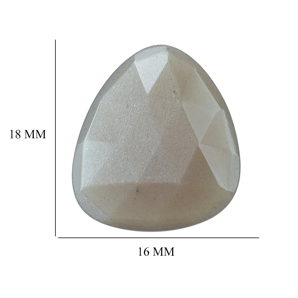 GREY MOONSTONE ROSE CUT BRIOLETTE TRILLIONISH (BROWNISH) 18X16MM 7.54 Cts.