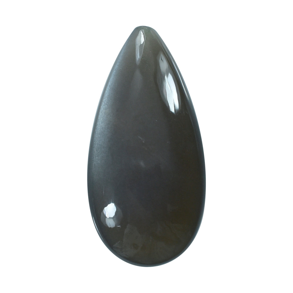 GREY MOONSTONE LENTIL PEAR (HALF DRILL -1.10MM) 28X14MM 17.48 Cts.
