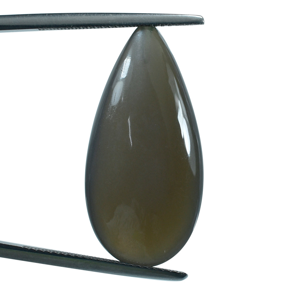 GREY MOONSTONE LENTIL PEAR (HALF DRILL -1.10MM) 28X14MM 17.48 Cts.