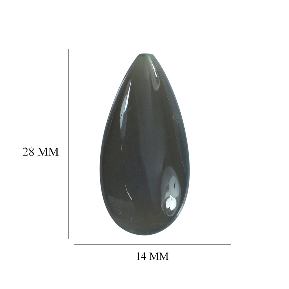 GREY MOONSTONE LENTIL PEAR (HALF DRILL -1.10MM) 28X14MM 17.48 Cts.