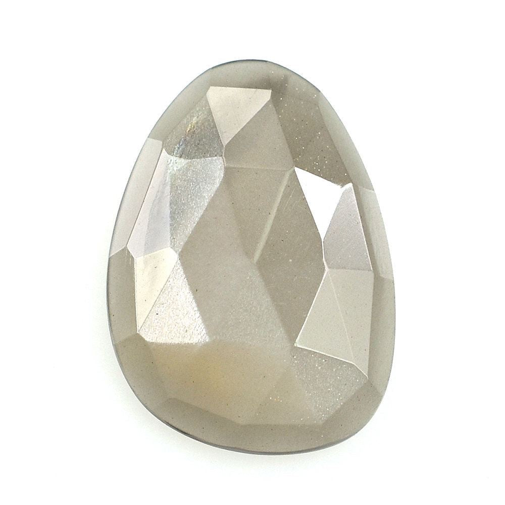 GREY MOONSTONE ROSE CUT PEARISH CAB 14X10MM 3.14 Cts.