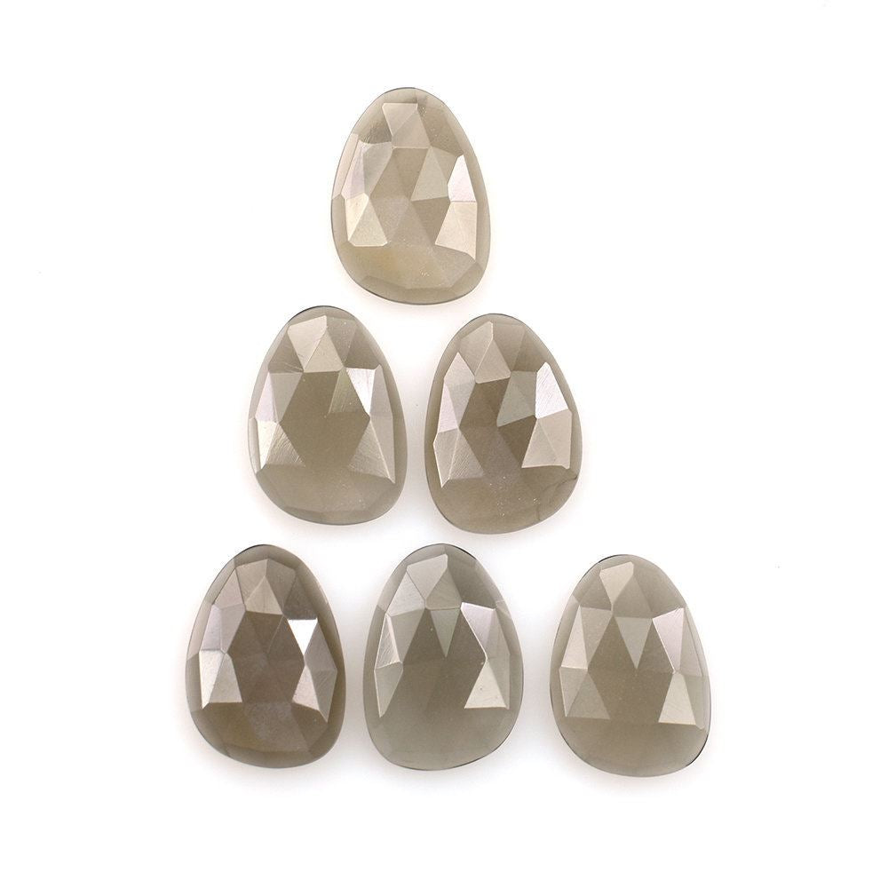 GREY MOONSTONE ROSE CUT PEARISH CAB 14X10MM 3.14 Cts.