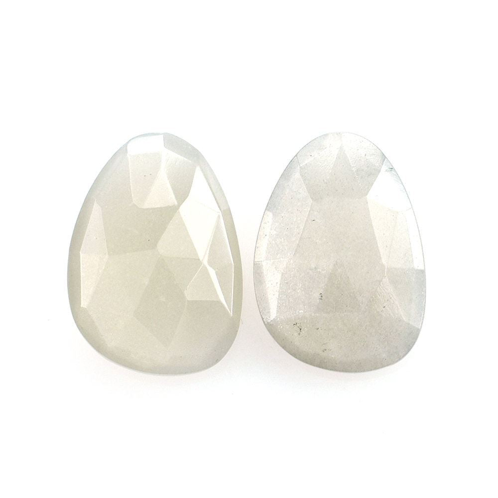 GREY MOONSTONE ROSE CUT BRIOLETTE PEARISH (LIGHT) 14X10MM 3.28 Cts.