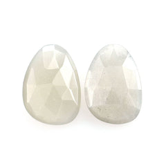 GREY MOONSTONE ROSE CUT BRIOLETTE PEARISH (LIGHT) 14X10MM 3.28 Cts.