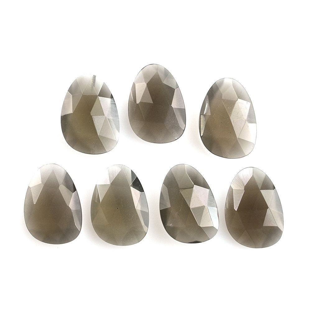 GREY MOONSTONE ROSE CUT BRIOLETTE PEARISH 14X10MM 3.29 Cts.