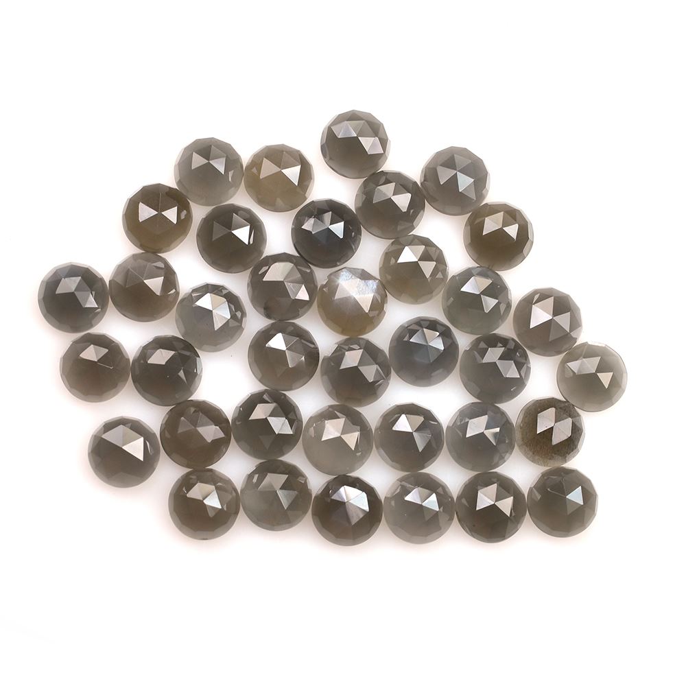 GREY MOONSTONE ROSE CUT ROUND CAB (DARK) 8.00X8.00 MM 1.68 Cts.