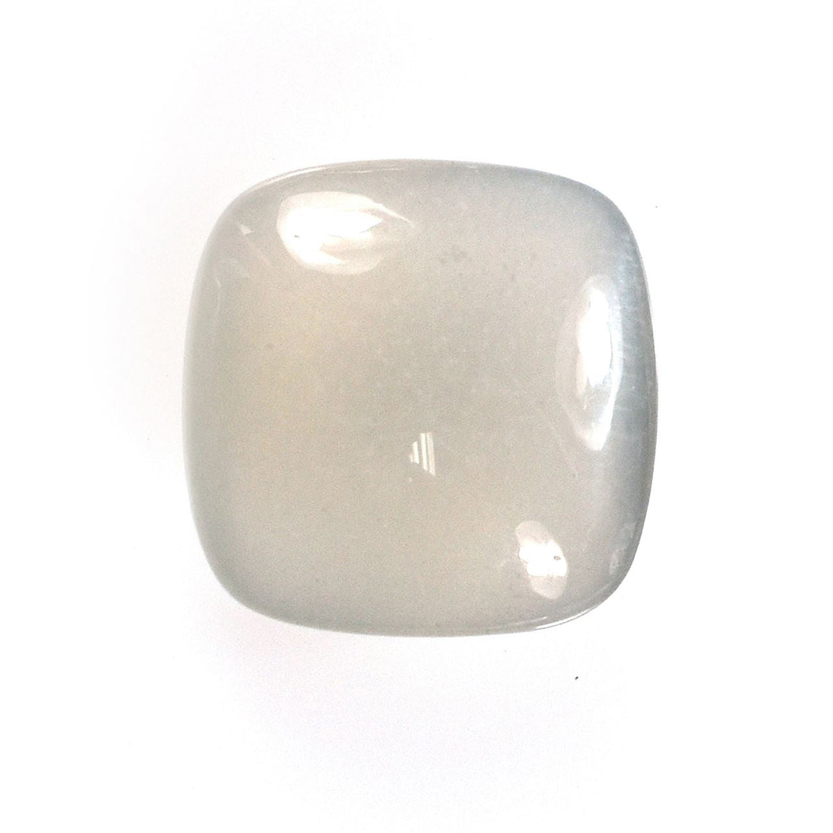 GREY MOONSTONE PLAIN LENTIL CUSHION (SILVER GREY LIGHT)(OPAQUE)(CLEAN) 10.00X10.00 MM 3.27 Cts.