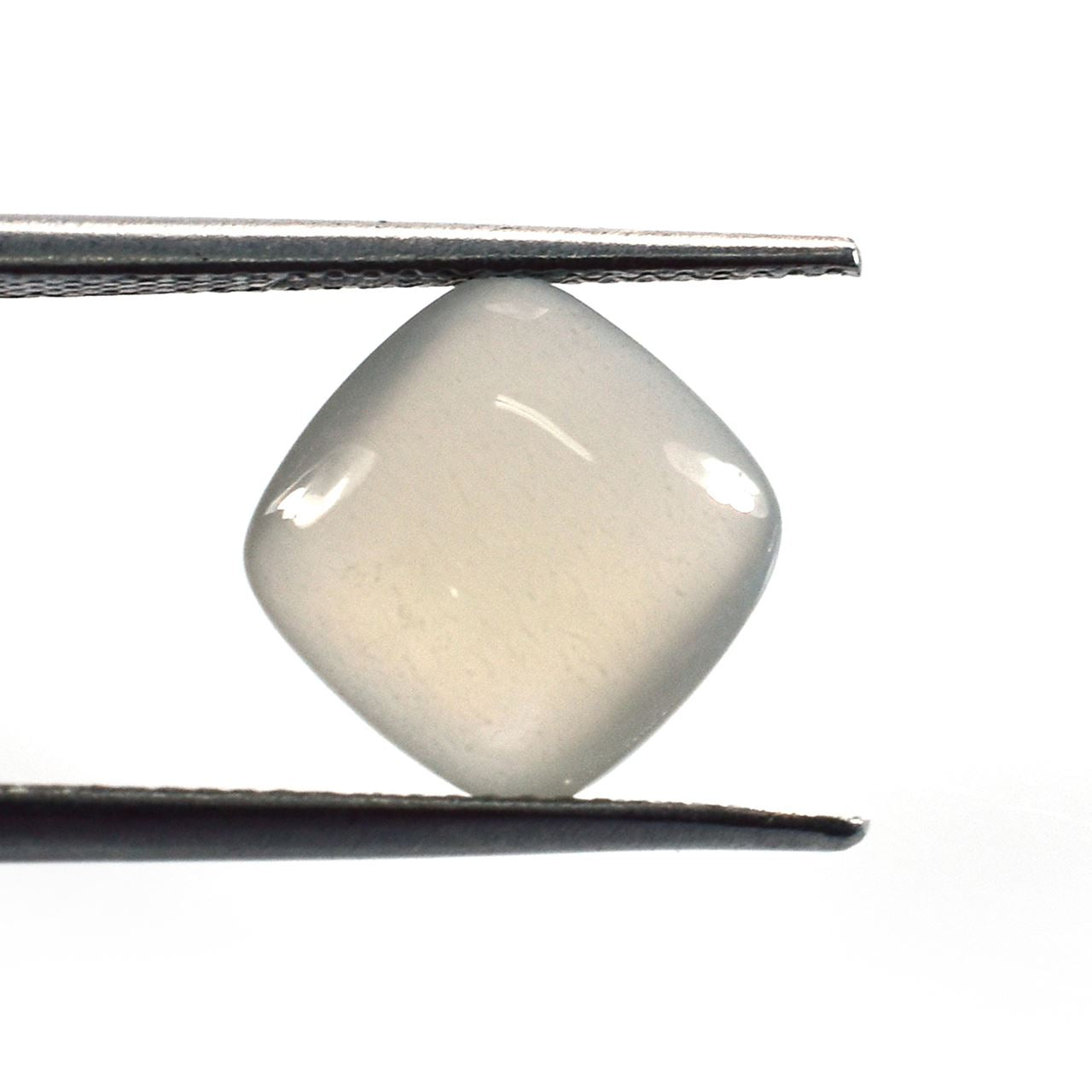 GREY MOONSTONE PLAIN LENTIL CUSHION (SILVER GREY LIGHT)(OPAQUE)(CLEAN) 10.00X10.00 MM 3.27 Cts.