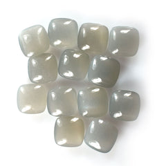GREY MOONSTONE PLAIN LENTIL CUSHION (SILVER GREY LIGHT)(OPAQUE)(CLEAN) 10.00X10.00 MM 3.27 Cts.