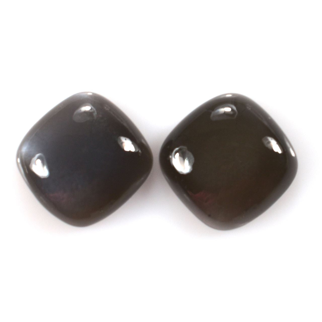 GREY MOONSTONE PLAIN CUSHION SRC CAB (VERY DARK)(OPAQUE)(CLEAN) 14.00X14.00 MM 7.45 Cts.