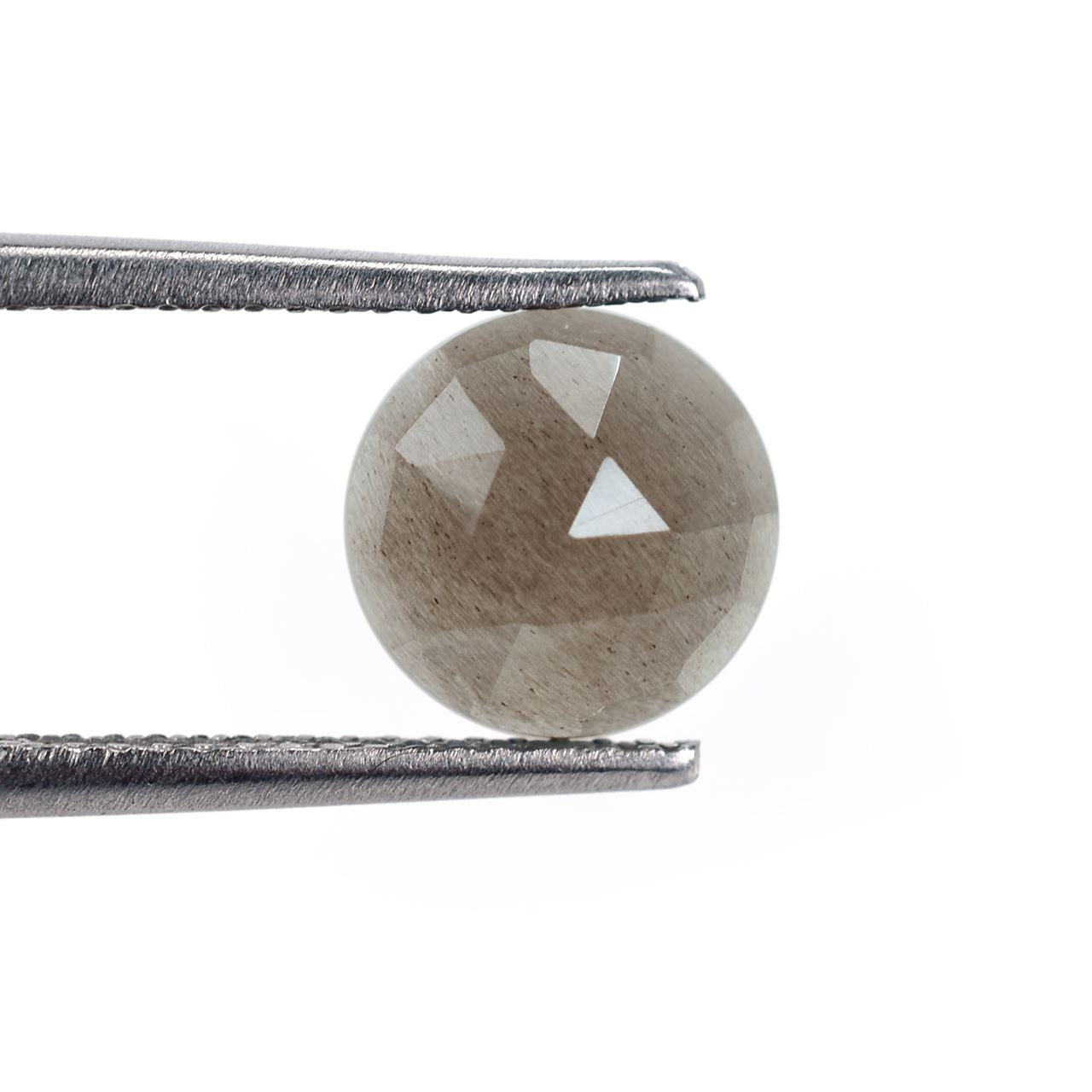 GREY MOONSTONE ROSE CUT ROUND CAB (DARK)(SI) 8.00X8.00 MM 1.71 Cts.