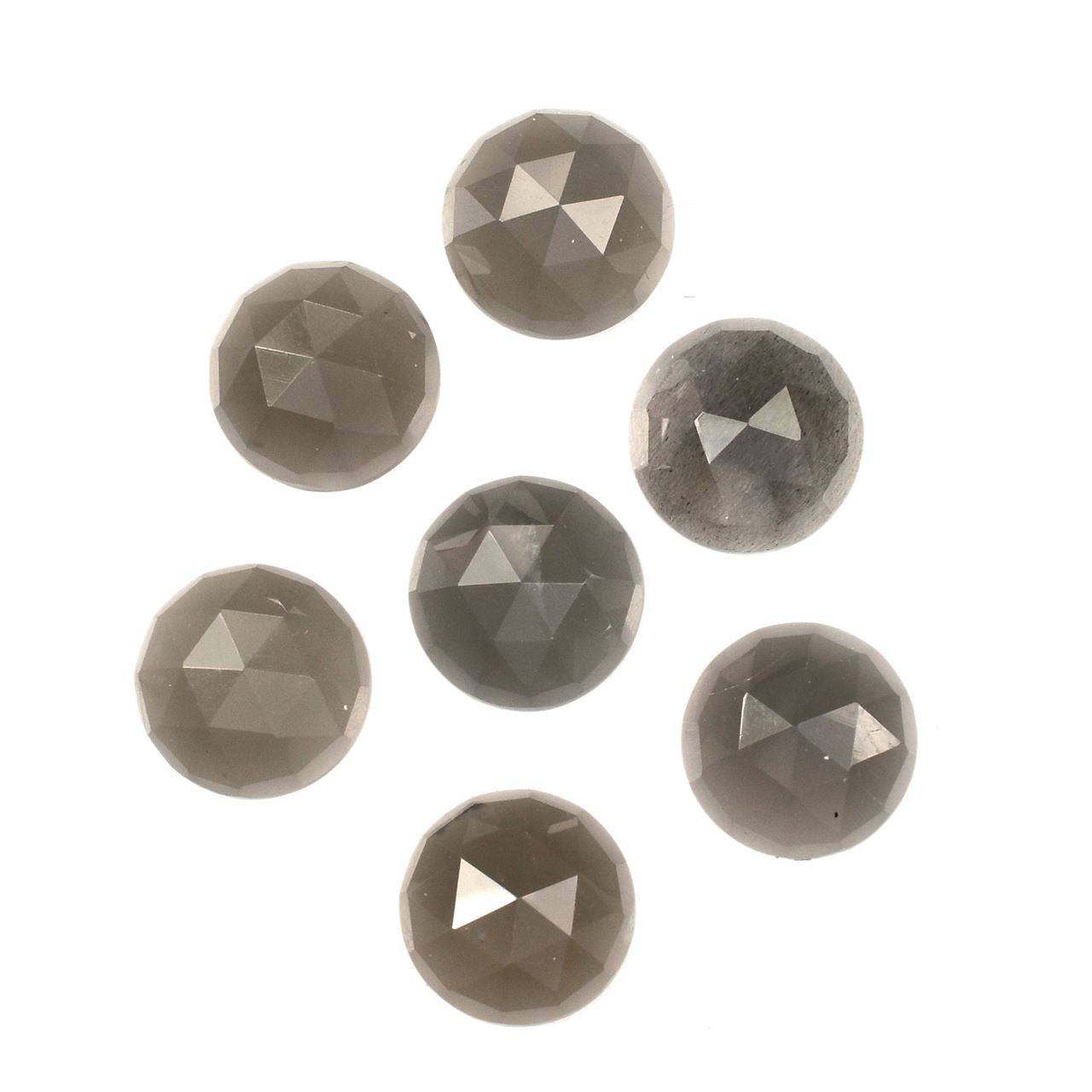 GREY MOONSTONE ROSE CUT ROUND CAB (DARK)(SI) 8.00X8.00 MM 1.71 Cts.