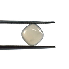 GREY MOONSTONE PLAIN LENTIL CUSHION (SILVER GREY LIGHT)(OPAQUE)(CLEAN) 8.00X8.00 MM 1.91 Cts.