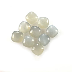 GREY MOONSTONE PLAIN LENTIL CUSHION (SILVER GREY LIGHT)(OPAQUE)(CLEAN) 8.00X8.00 MM 1.91 Cts.