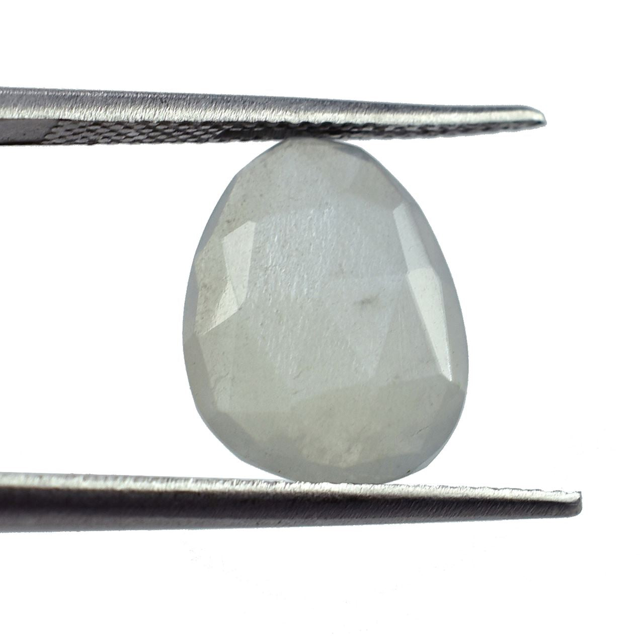 GREY MOONSTONE ROSE CUT BRIOLETTE PEARISH (SILVER GREY LIGHT)(OPAQUE CLEAN) 12.70X9.70 MM 3.13 Cts.