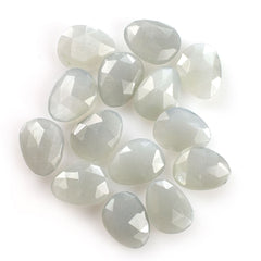 GREY MOONSTONE ROSE CUT BRIOLETTE PEARISH (SILVER GREY LIGHT)(OPAQUE CLEAN) 12.70X9.70 MM 3.13 Cts.