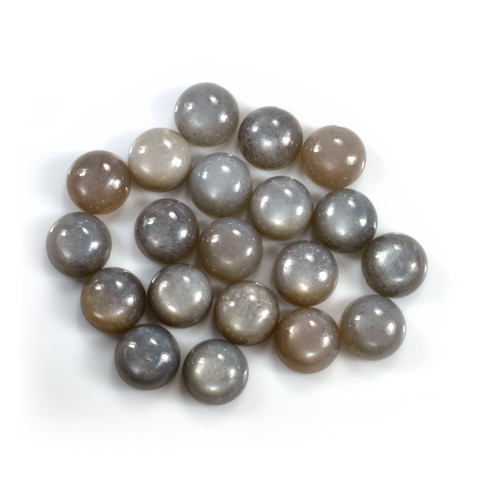 GREY MOONSTONE PLAIN ROUND CAB (SILVER GREY MEDIUM) 14.00X14.00 MM 9.88 Cts.