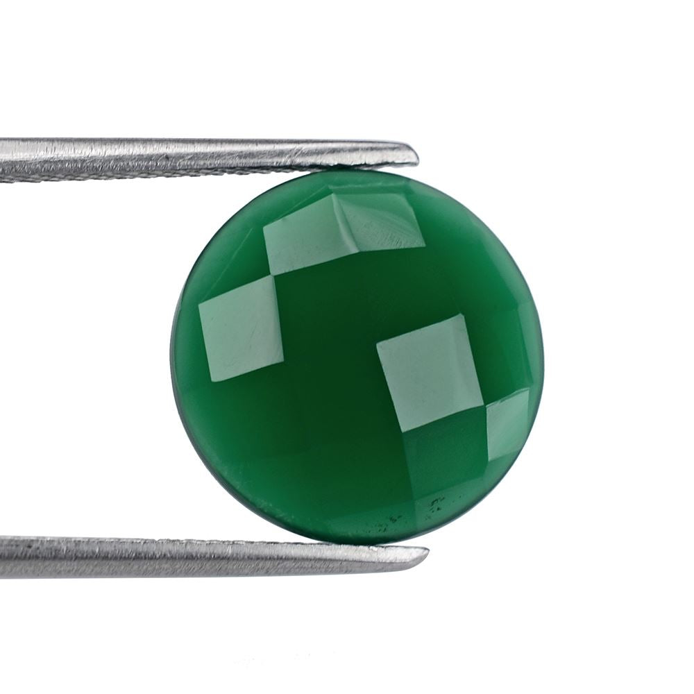 GREEN ONYX CHECKER ROUND CAB 13MM 4.59 Cts.
