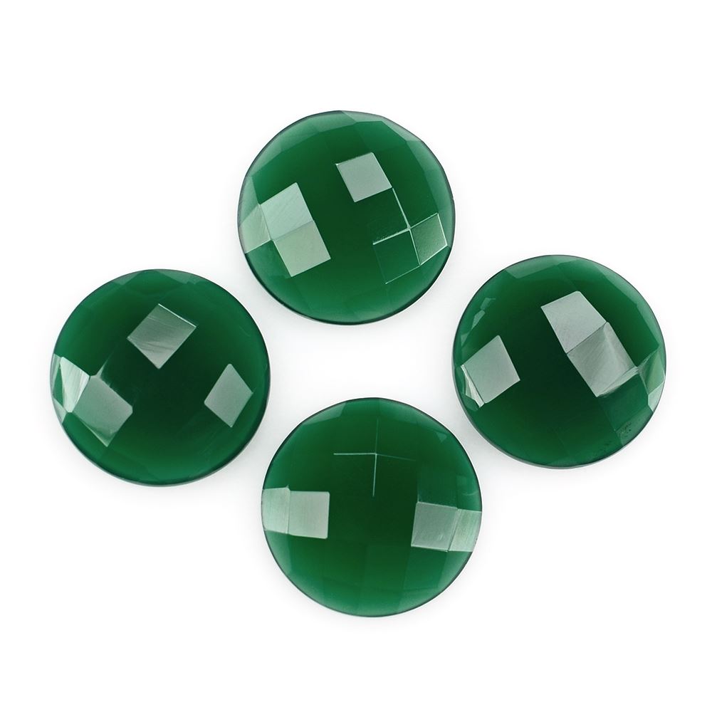 GREEN ONYX CHECKER ROUND CAB 13MM 4.59 Cts.