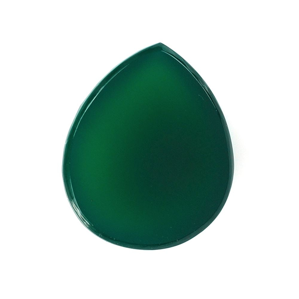 GREEN ONYX IRREGULAR CUT PEAR CAB 25X21MM 39.10 Cts.
