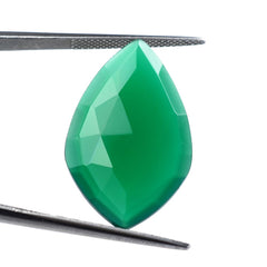 GREEN ONYX ROSE CUT BRIOLETTE FANCY 29X17MM 12.90 Cts.