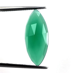 GREEN ONYX ROSE CUT MARQUISE CAB 24X10MM 5.57 Cts.