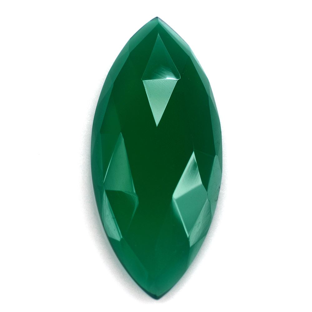 GREEN ONYX ROSE CUT MARQUISE CAB 30X13MM 12.40 Cts.