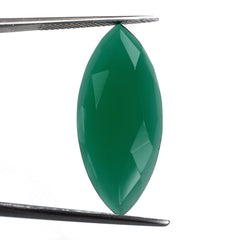 GREEN ONYX ROSE CUT MARQUISE CAB 30X13MM 12.40 Cts.