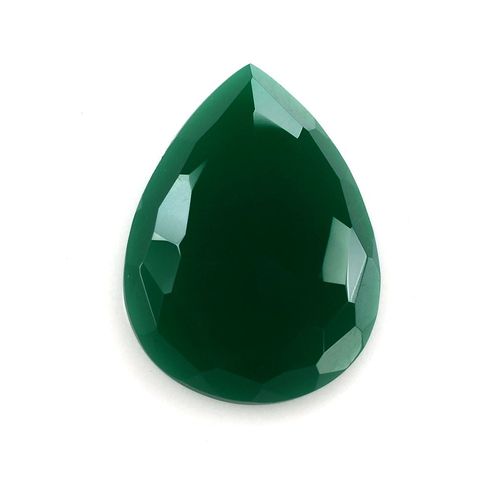 GREEN ONYX IRREGULAR CUT PEAR CAB 16X12MM 5.60 Cts.