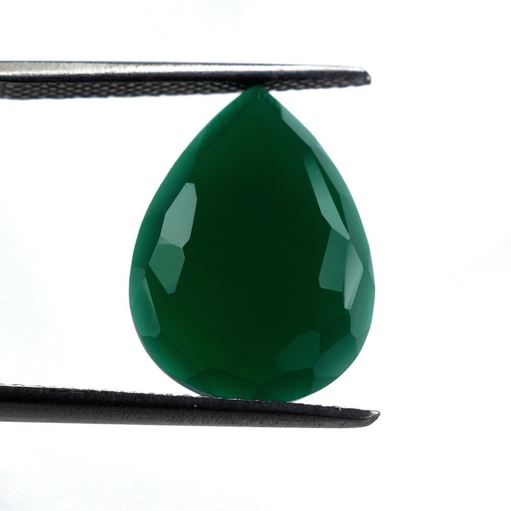 GREEN ONYX IRREGULAR CUT PEAR CAB 16X12MM 5.60 Cts.
