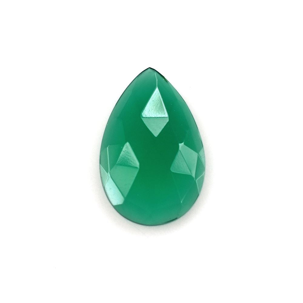 GREEN ONYX ROSE CUT PEAR CAB 14X9MM 2.20 Cts.