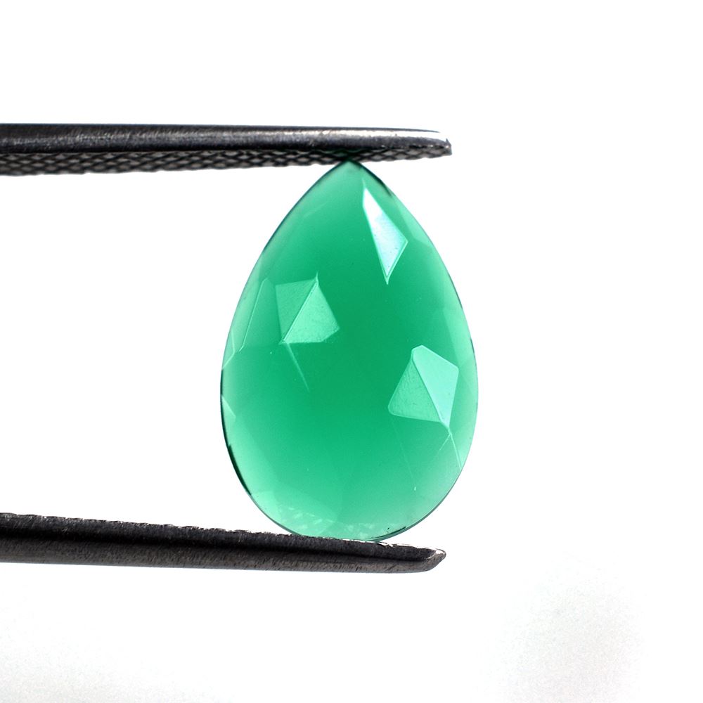 GREEN ONYX ROSE CUT PEAR CAB 14X9MM 2.20 Cts.