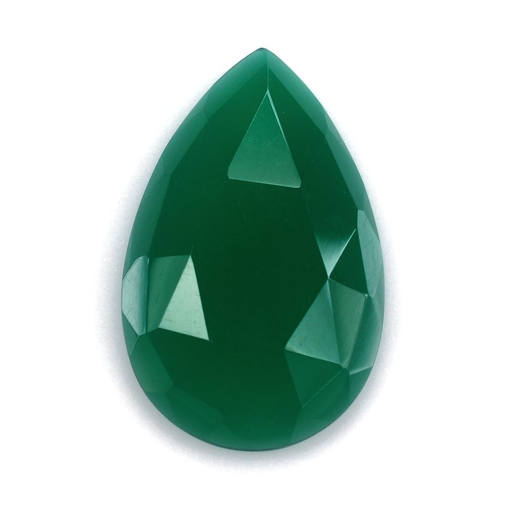 GREEN ONYX ROSE CUT PEAR CAB 25X16MM (MEDIUM/CLEAN) 12.82 Cts.
