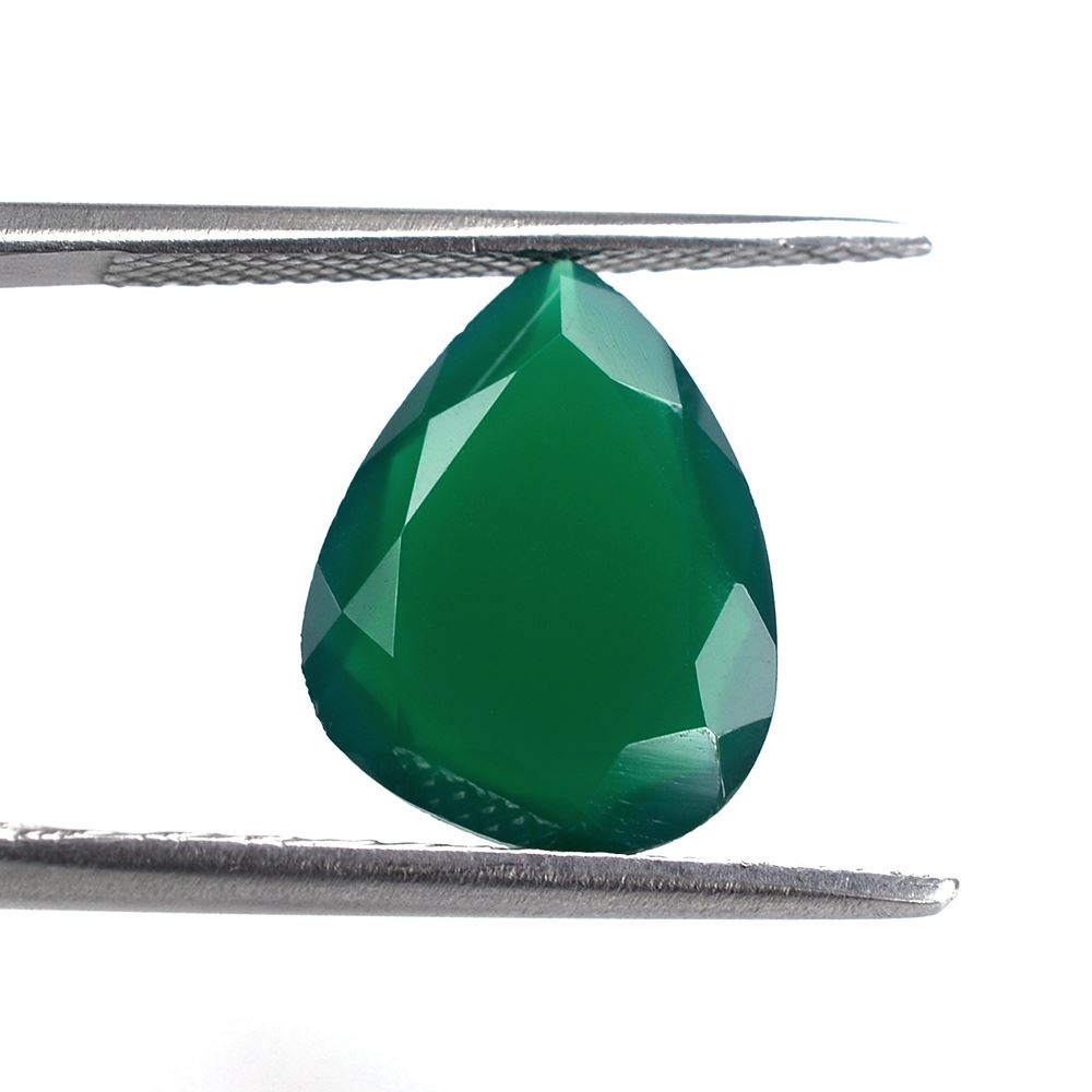 GREEN ONYX BOTH SIDE TABLE CUT IRREGULAR PEAR 13.50X10.50MM 3.26 Cts.