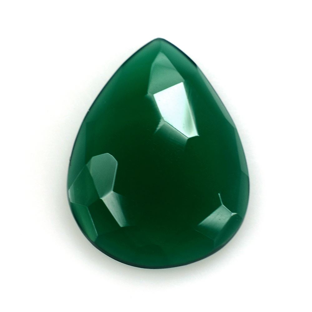 GREEN ONYX IRREGULAR CUT PEAR CAB 22X16MM 10.15 Cts.