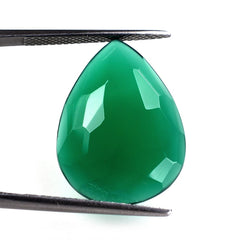 GREEN ONYX IRREGULAR CUT PEAR CAB 22X16MM 10.15 Cts.