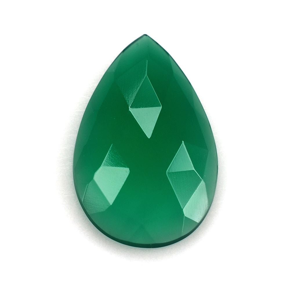 GREEN ONYX ROSE CUT PEAR CAB 19X12MM 5.48 Cts.