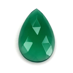 GREEN ONYX ROSE CUT PEAR CAB 19X12MM 5.48 Cts.