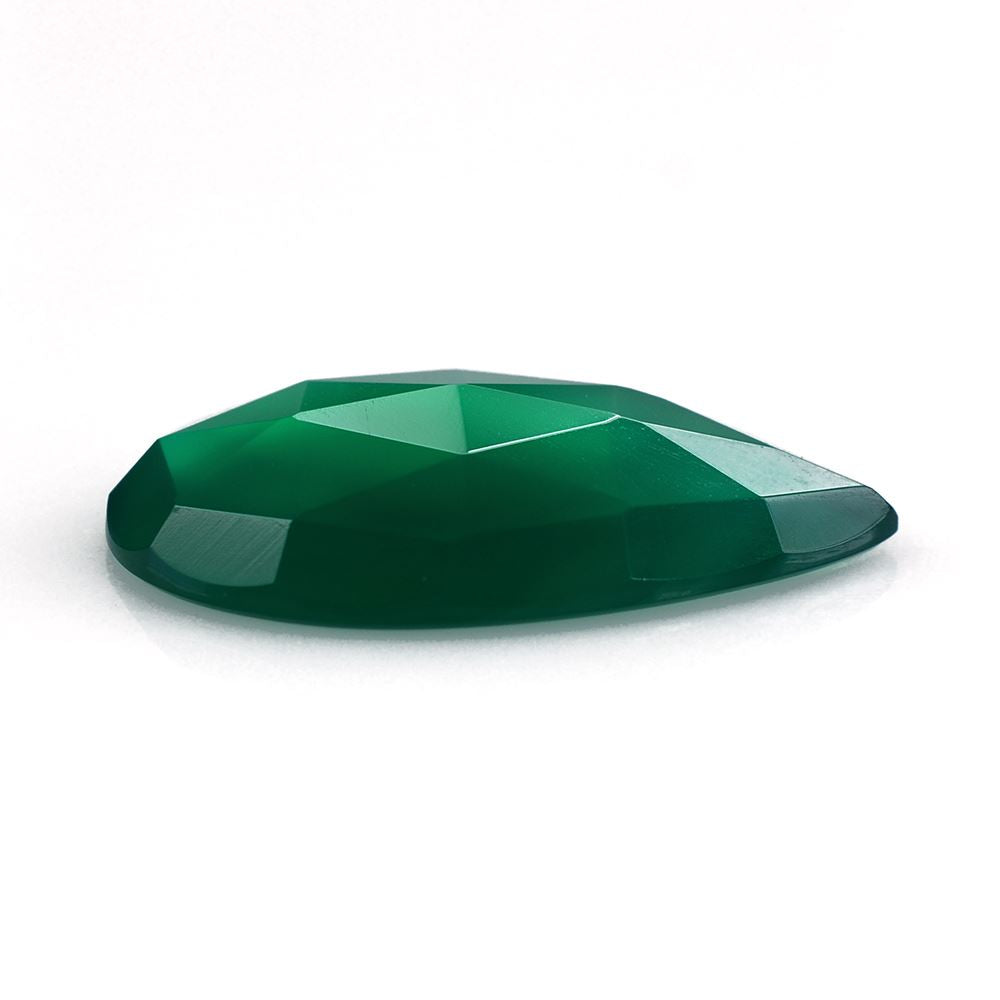 GREEN ONYX ROSE CUT PEAR CAB 19X12MM 5.48 Cts.