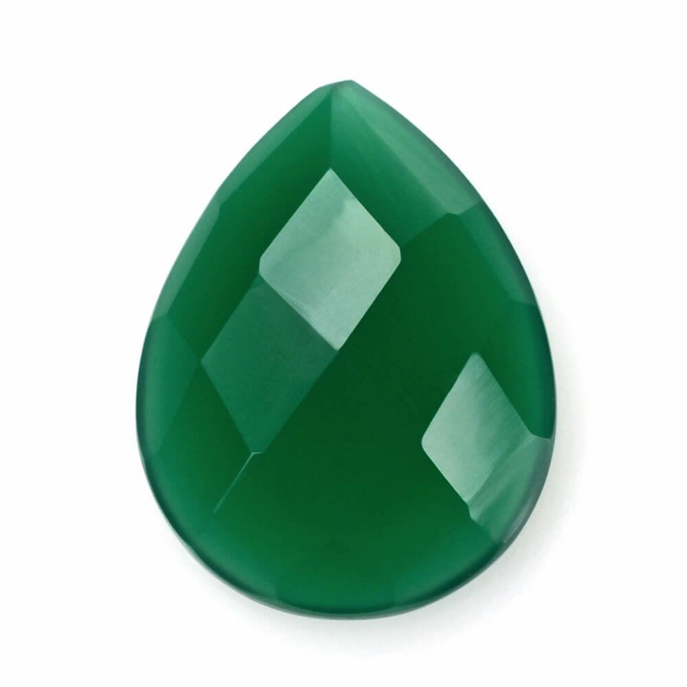 GREEN ONYX CHECKER PEAR CAB 13X10MM 3.24 Cts.