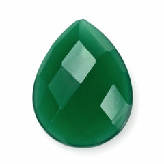 GREEN ONYX CHECKER PEAR CAB 13X10MM 3.24 Cts.