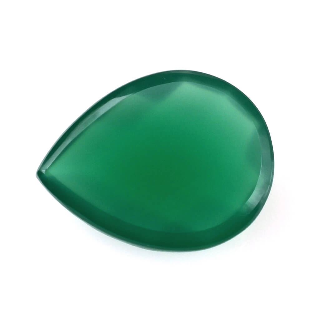 GREEN ONYX CHECKER PEAR CAB 13X10MM 3.24 Cts.