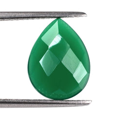 GREEN ONYX CHECKER PEAR CAB 13X10MM 3.24 Cts.