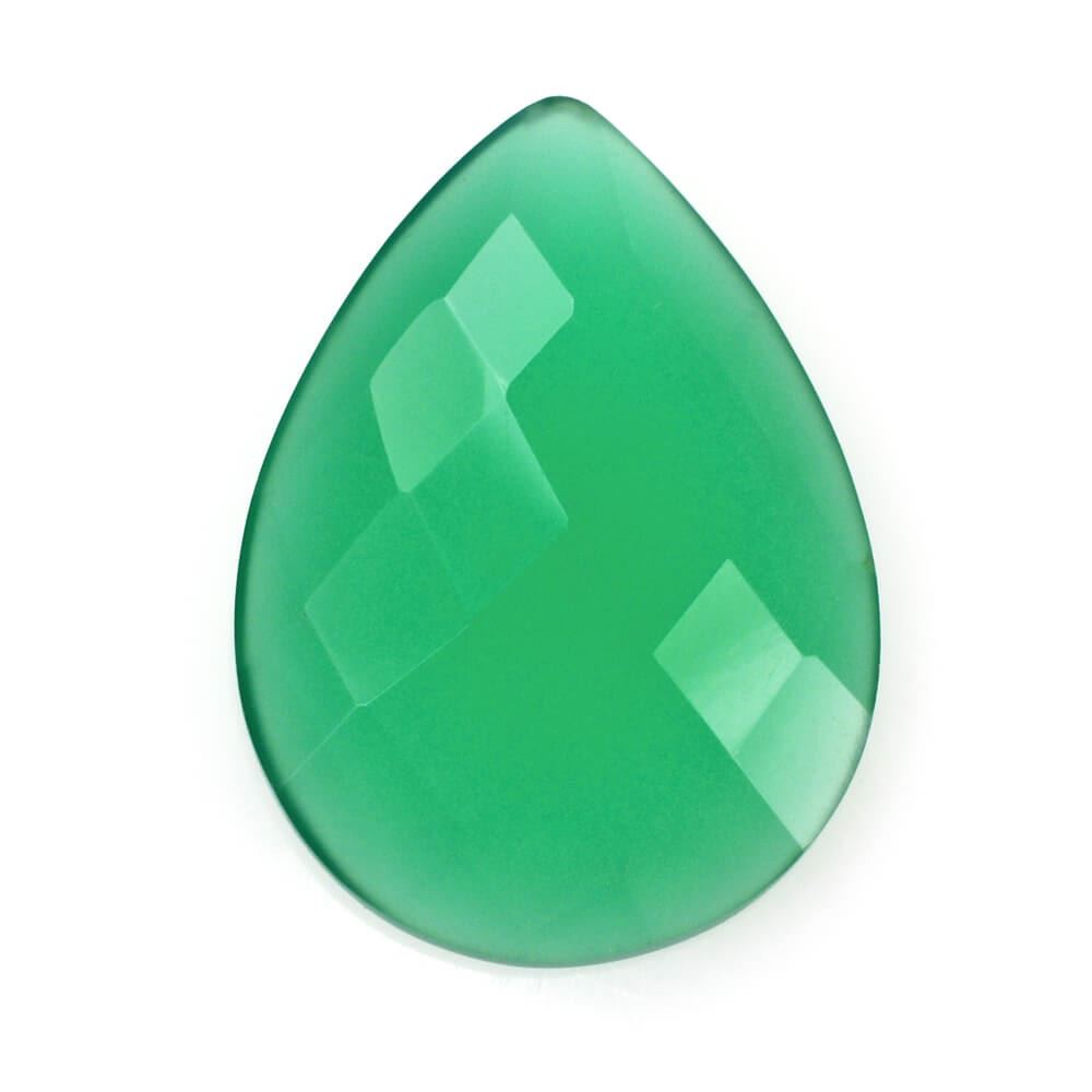 GREEN ONYX CHECKER PEAR CAB 18X13MM 5.58 Cts.