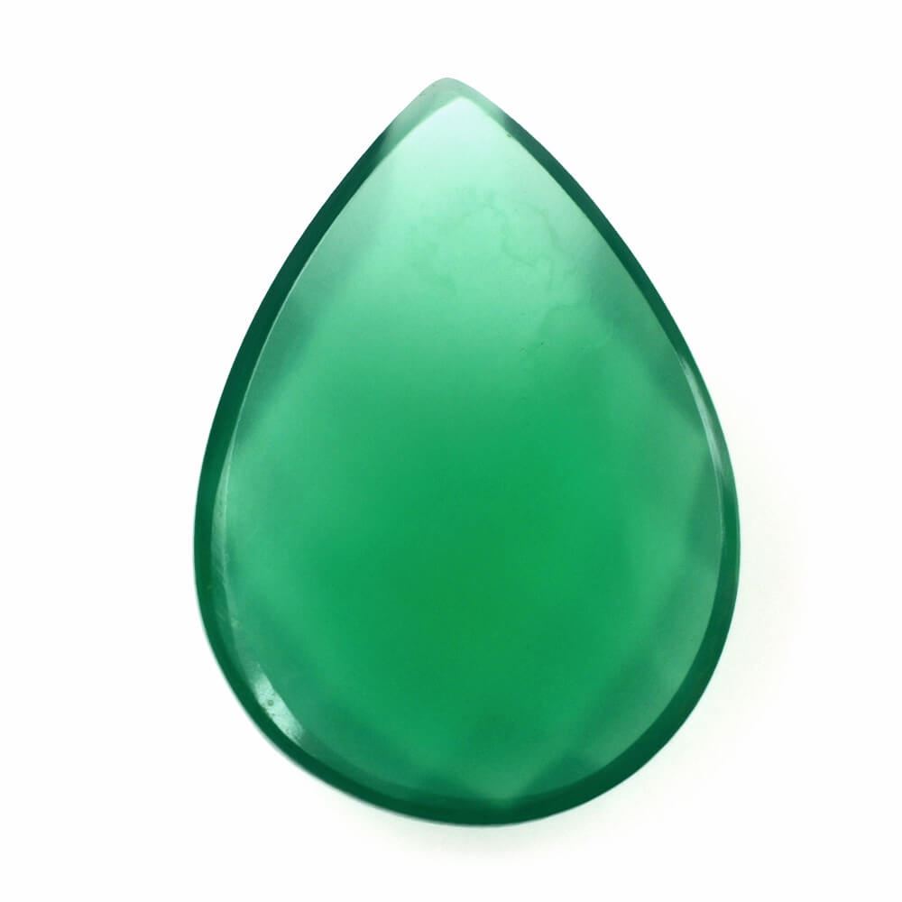 GREEN ONYX CHECKER PEAR CAB 18X13MM 5.58 Cts.