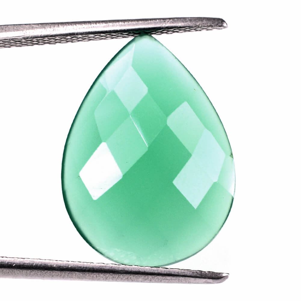 GREEN ONYX CHECKER PEAR CAB 18X13MM 5.58 Cts.
